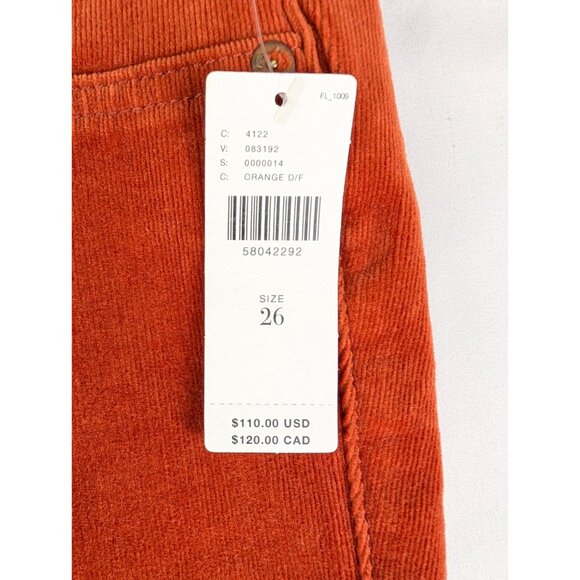 Anthropologie Pilcro Pants Womens 26 Orange High-Rise Skinny Button Fly Corduroy - Picture 3 of 13